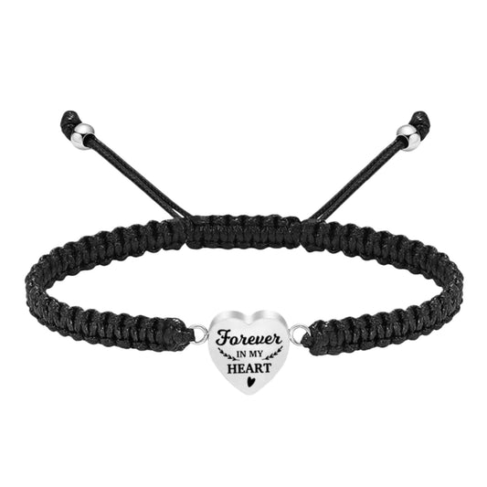 Heart Cremation Urn Bracelet for Ashes Braided Memorial Keepsake Bracelet (Silver Gold Rose gold black)