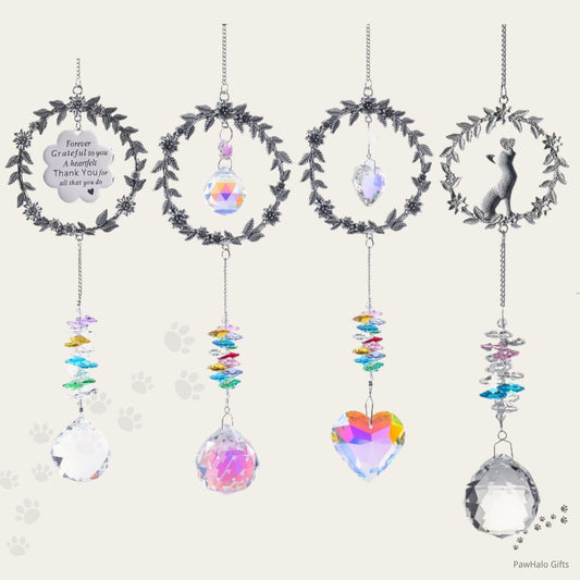 Pet Memorial Suncatcher Heart & Dog Crystal Ornament