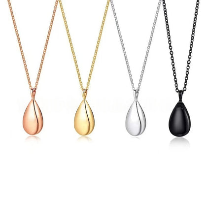 Teardrop Pet Ashes Urn Necklace – Stainless Steel Memorial Keepsake Pendant with Chain (Gold/Silver/Black/Rose Gold)