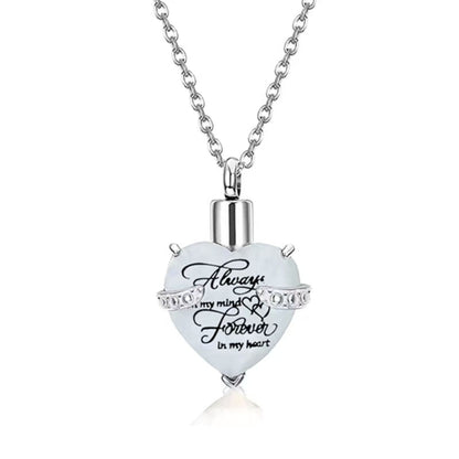June： Birthstone heart crystal urn necklace pendant on chain, memorial keepsake jewelry for pet loss