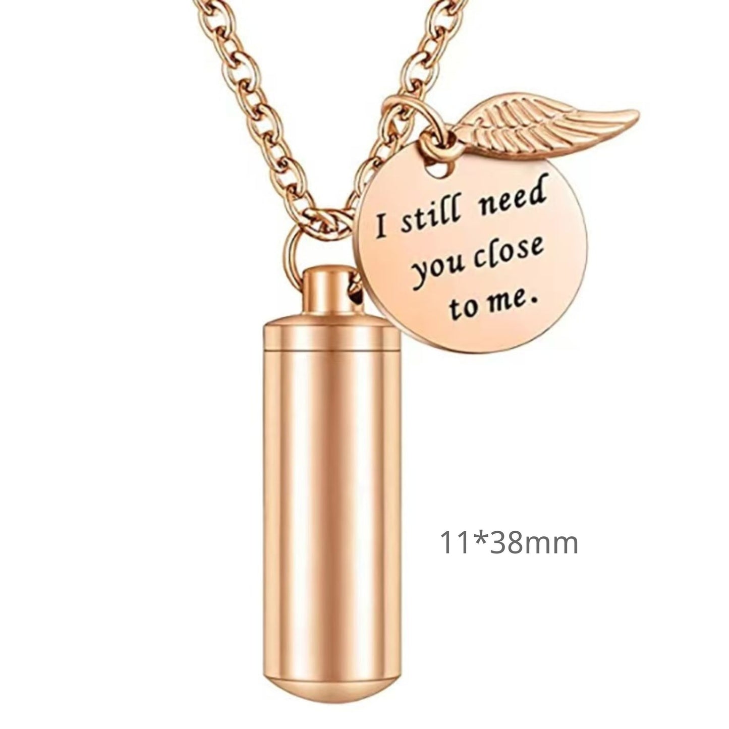 Stainless Steel Cylinder Pet Urn Necklace – Mini Ashes Keepsake Pendant (3 Sizes, 3 Colors)