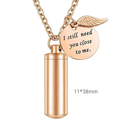 Stainless Steel Cylinder Pet Urn Necklace – Mini Ashes Keepsake Pendant (3 Sizes, 3 Colors)
