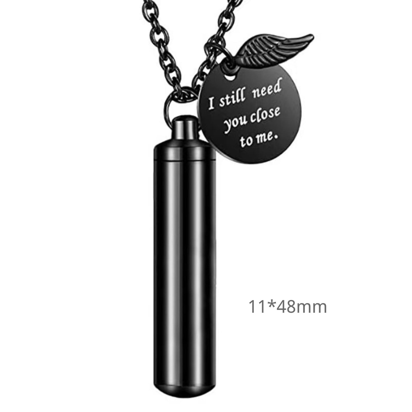 Stainless Steel Cylinder Pet Urn Necklace – Mini Ashes Keepsake Pendant (3 Sizes, 3 Colors)