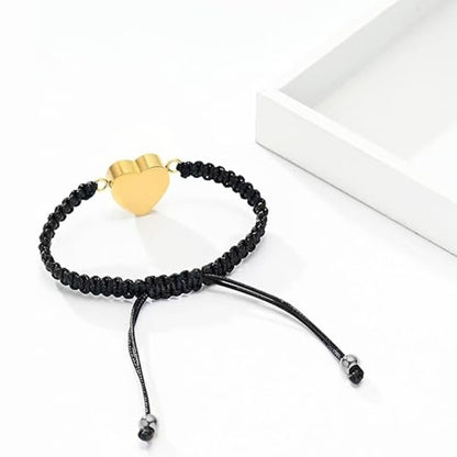 Rose gold heart urn bracelet braided cord memorial jewelry plain heart charm