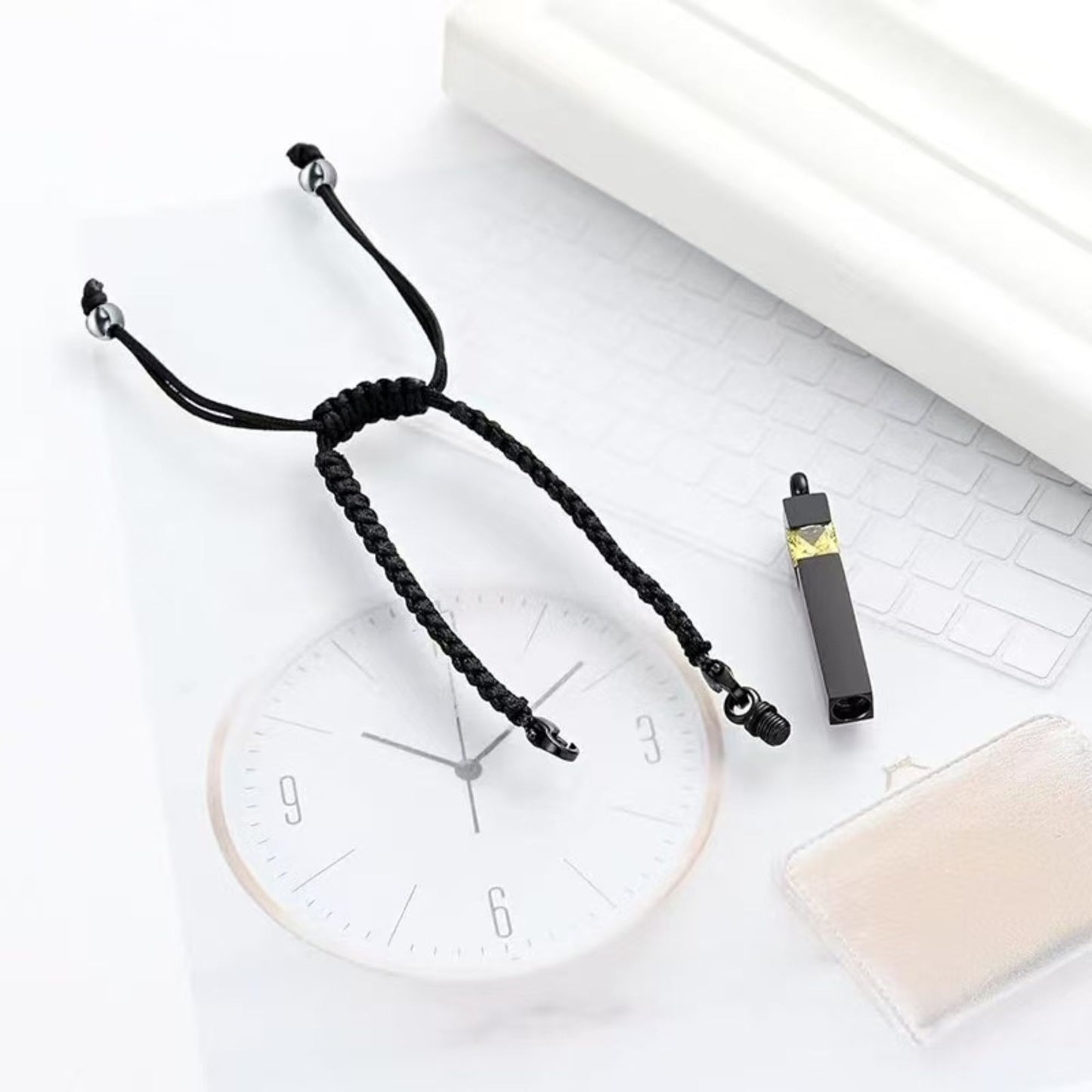 Openable stainless steel urn tube bracelet for ashes, braided memorial keepsake jewelry with screw cap