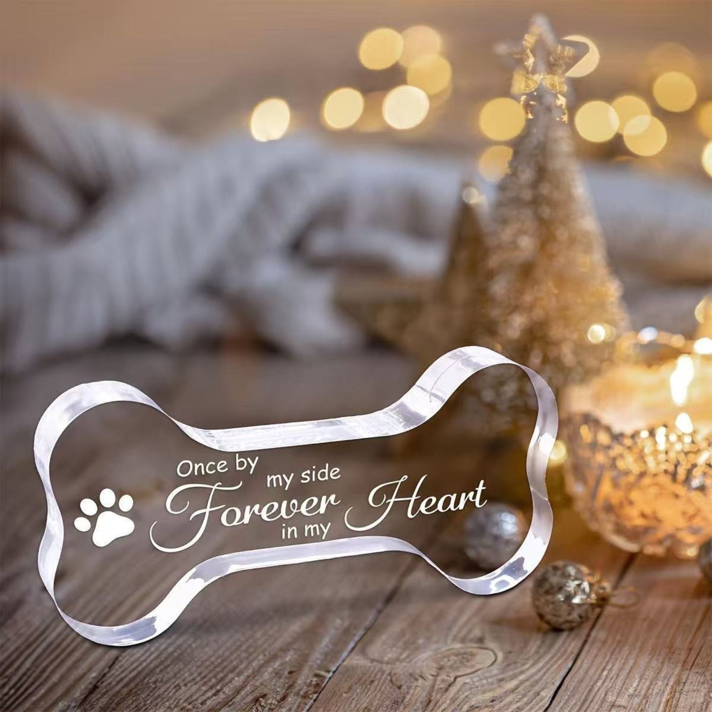 Dog Memorial Ornament in Acrylic with Paw Print Design