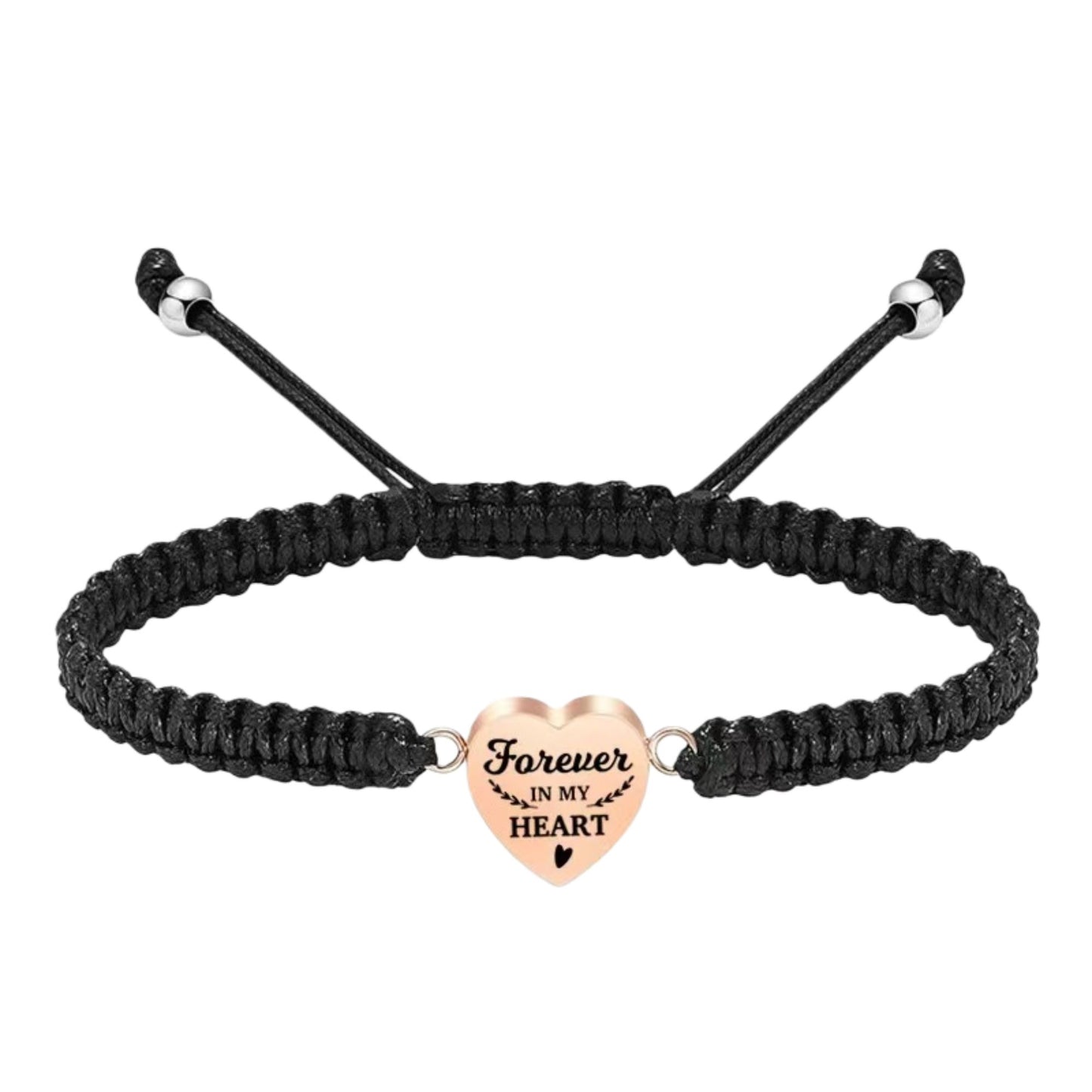 Heart Cremation Urn Bracelet for Ashes  Braided Memorial Keepsake Bracelet (Silver Gold Rose gold black)