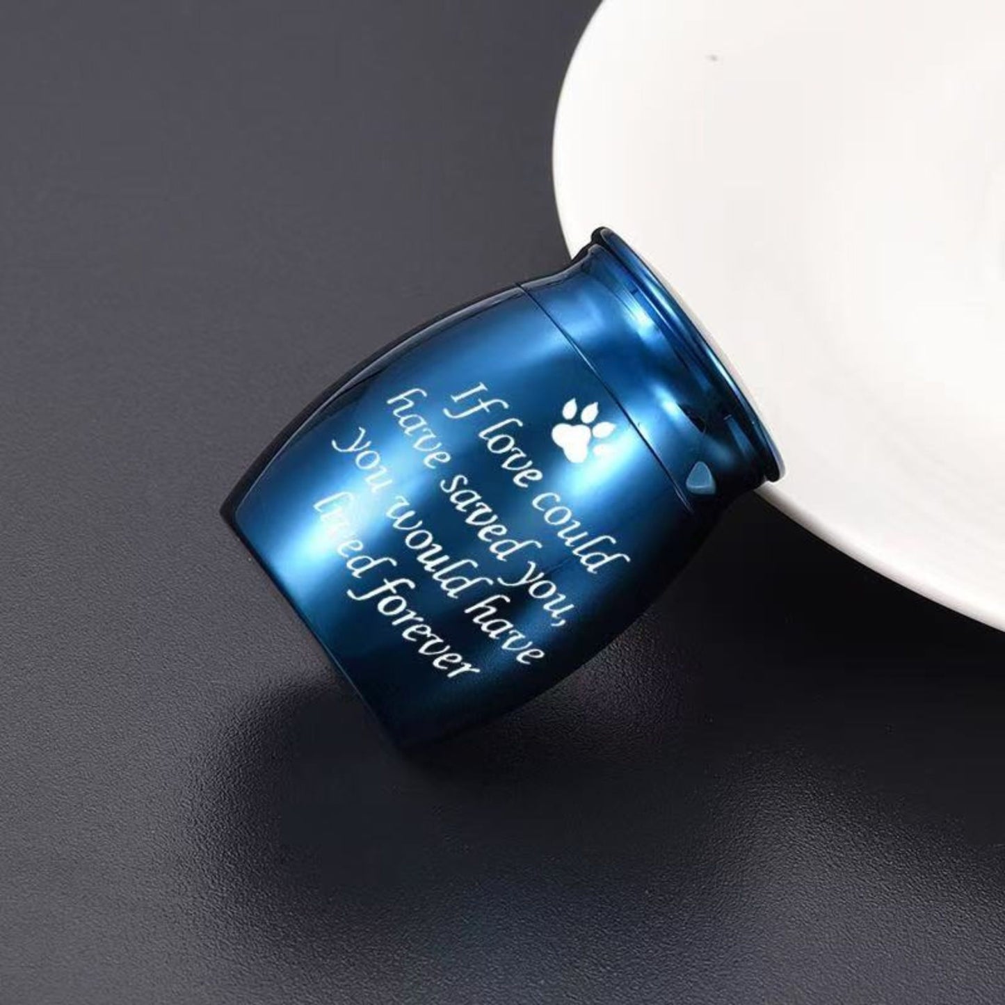 Close-up of threaded screw-top lid and interior of the mini aluminum alloy keepsake urn