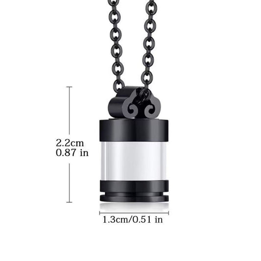 Black clear glass urn necklace pendant size chart 2.2cm by 1.3cm