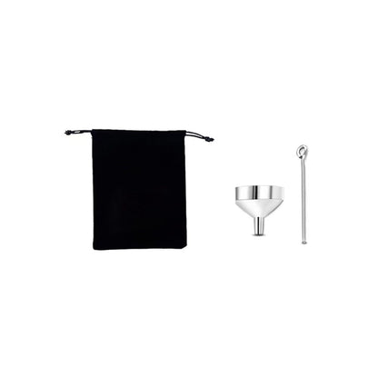 Included accessories set: black pouch, mini funnel, and pin tool for filling the urn pendant