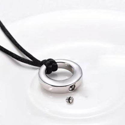 Silver hollow circle stainless steel urn necklaces