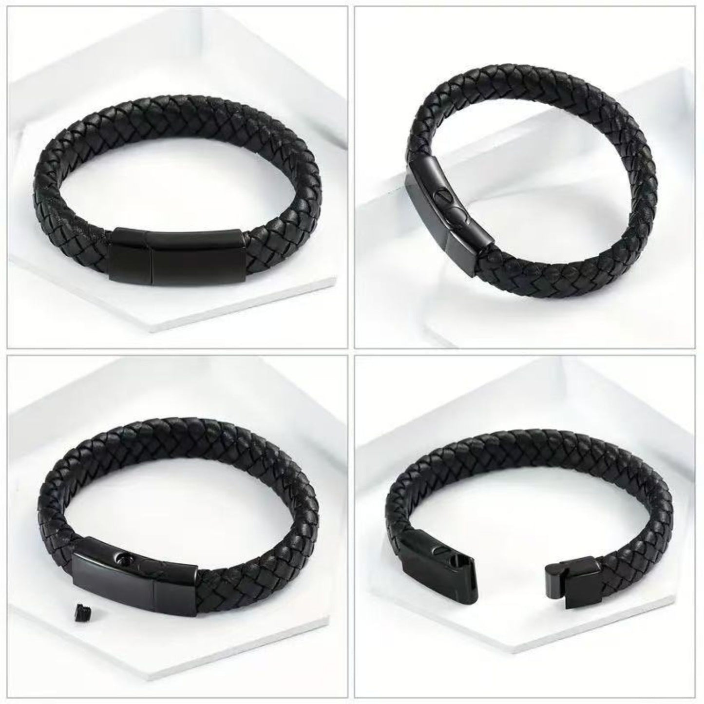 Close-up of magnetic clasp urn bracelet opening and screw design compartment