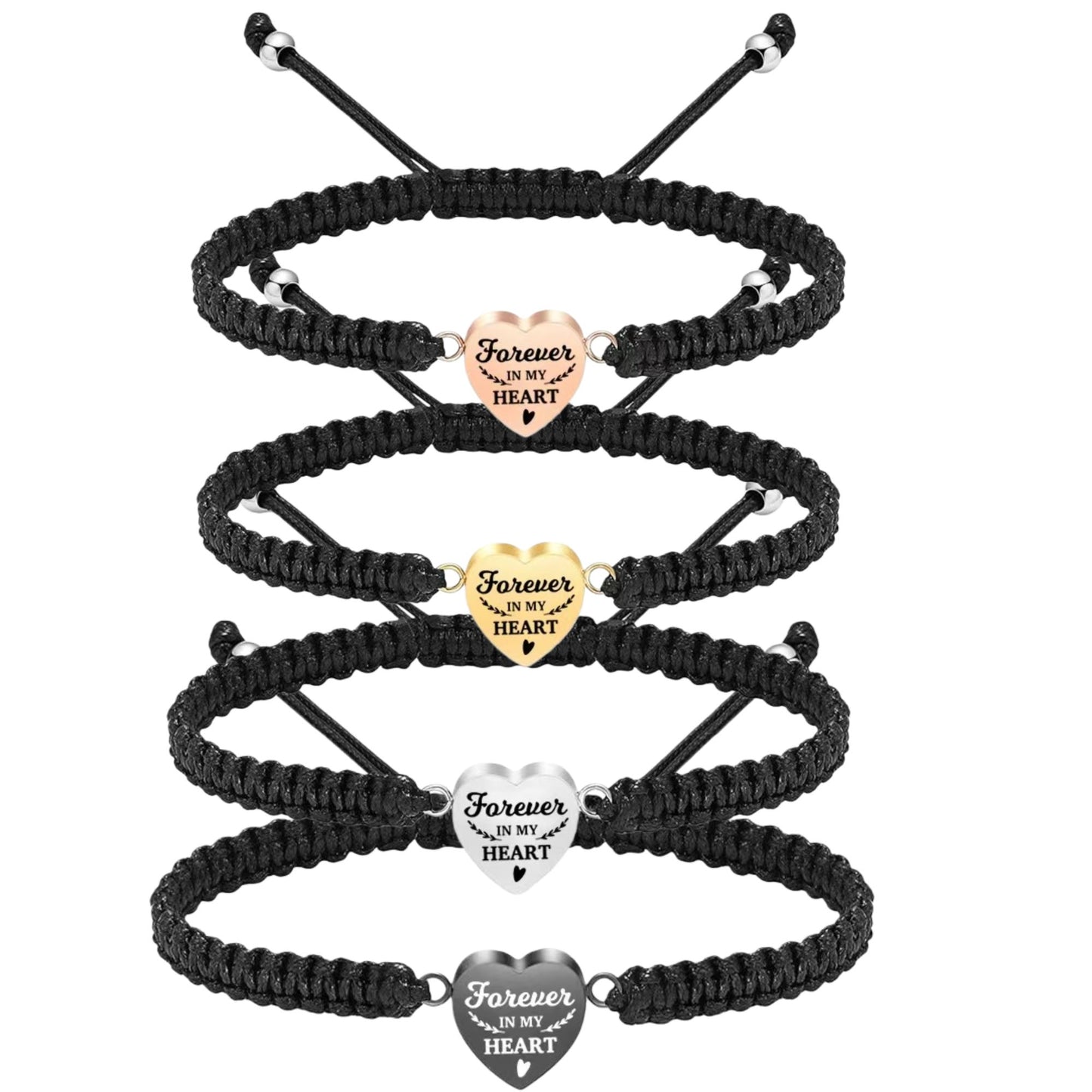 Forever in my heart engraved heart urn bracelet braided memorial keepsake jewelry
