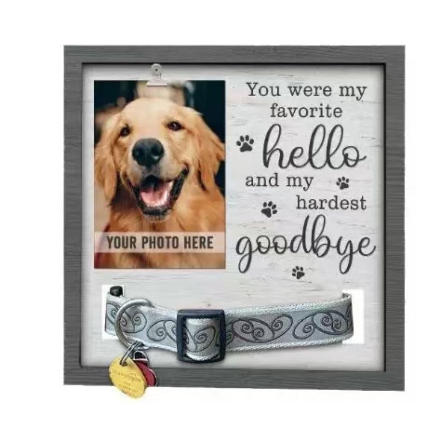 Dog Memorial Picture Frame - Dog Collar Memorial Frame Gift - Cat or Dog Pet Loss Gift for a Grieving Friend - Pet Remembrance Gift and Sympathy Photo Keepsake