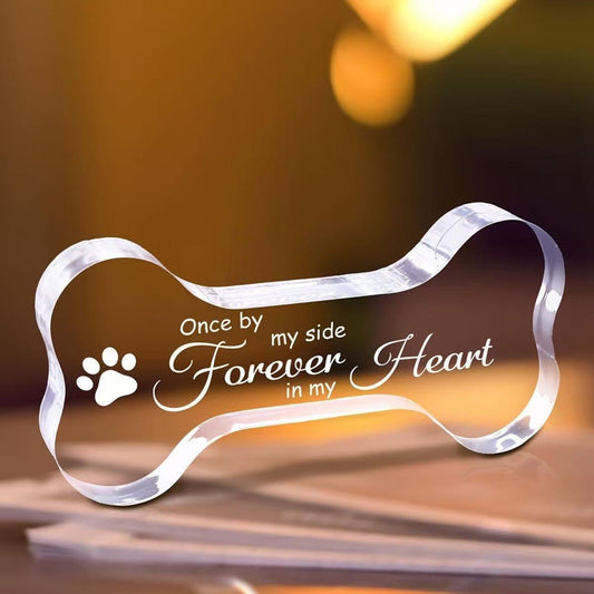  Dog Memorial Gift - Acrylic Paw Print & Bone Ornament for Pet Loss Remembrance
