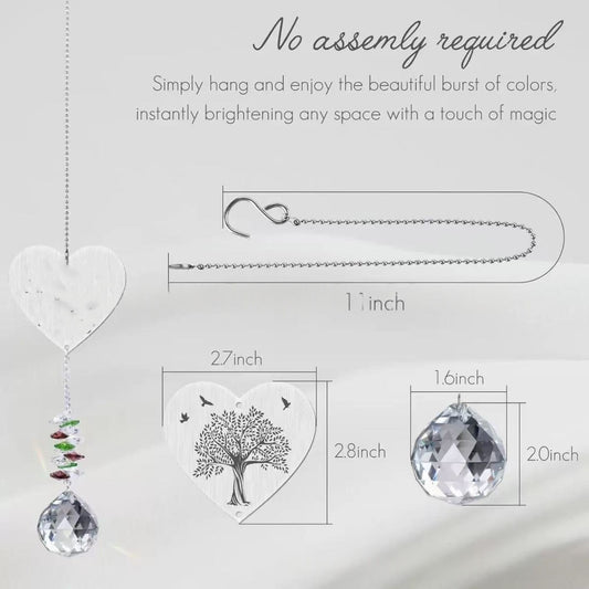 heart shaped pet memorial suncatcher with crystal rainbow prism