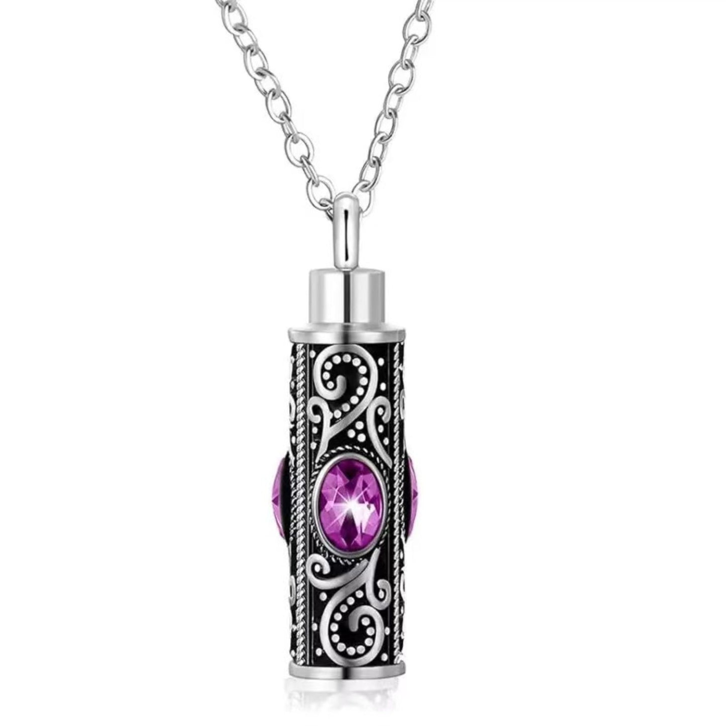 Pet Cremation Jewelry & Mini Keepsake Urn (Choose Style) – Purple Memorial Urn Pendant Necklace or Mini Urn, Screw-Top, Leak-Resistant, for Ashes & Fur