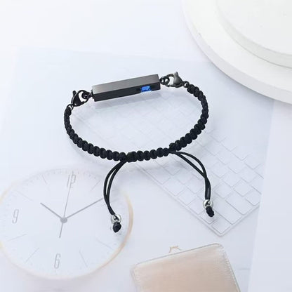 Braided ashes bracelet with stainless steel memorial tube and yellow birthstone accent, pet memorial keepsake jewelry