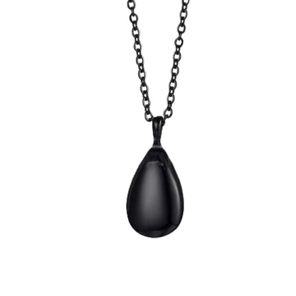 Black teardrop memorial urn necklace 