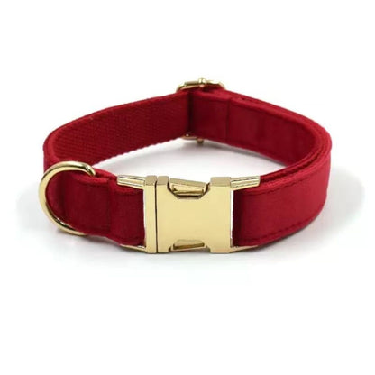 Personalized Velvet Dog Collar with Engraved Name & Phone Number