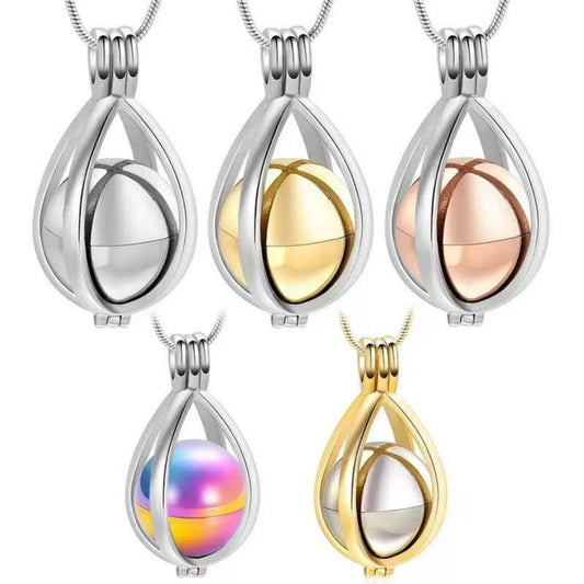 Teardrop keepsake urn necklace for pet ashes in 8 colors, stainless steel cremation memorial jewelry