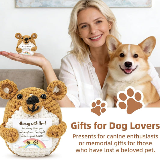 Crochet Dog Gift for Dog Lovers shown as a thoughtful gift for someone who lost a dog and uplifting dog loss sympathy gift