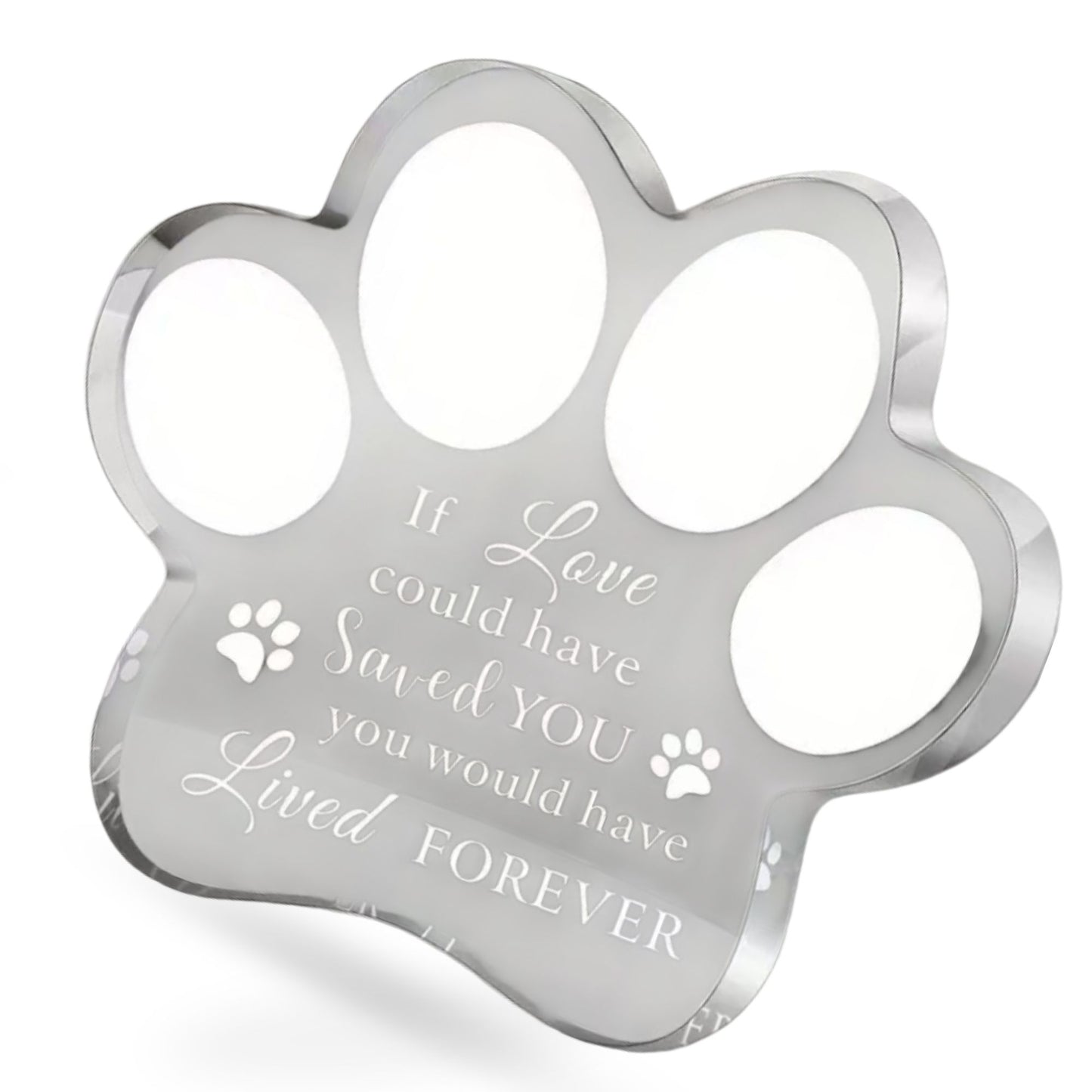  Dog Memorial Ornament in Acrylic with Paw Print Design
