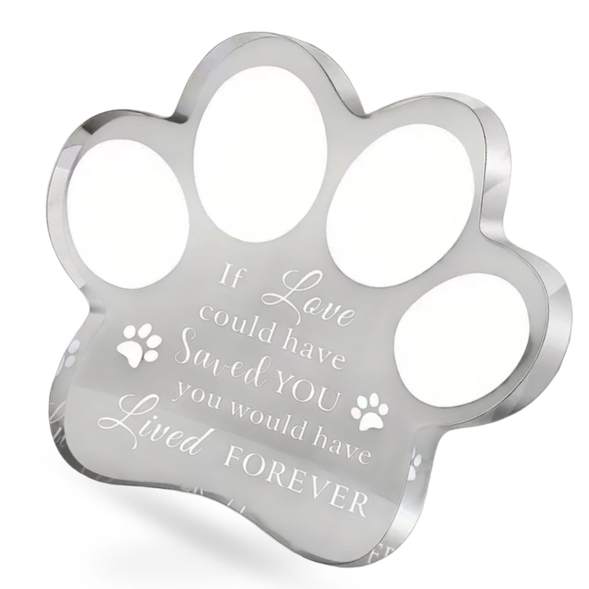  Dog Memorial Ornament in Acrylic with Paw Print Design