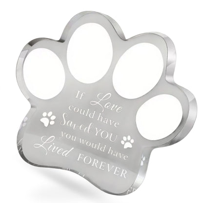  Dog Memorial Ornament in Acrylic with Paw Print Design