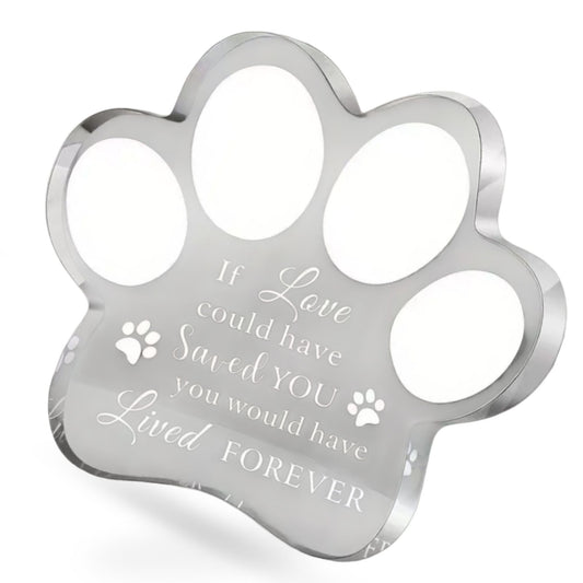  Dog Memorial Ornament in Acrylic with Paw Print Design