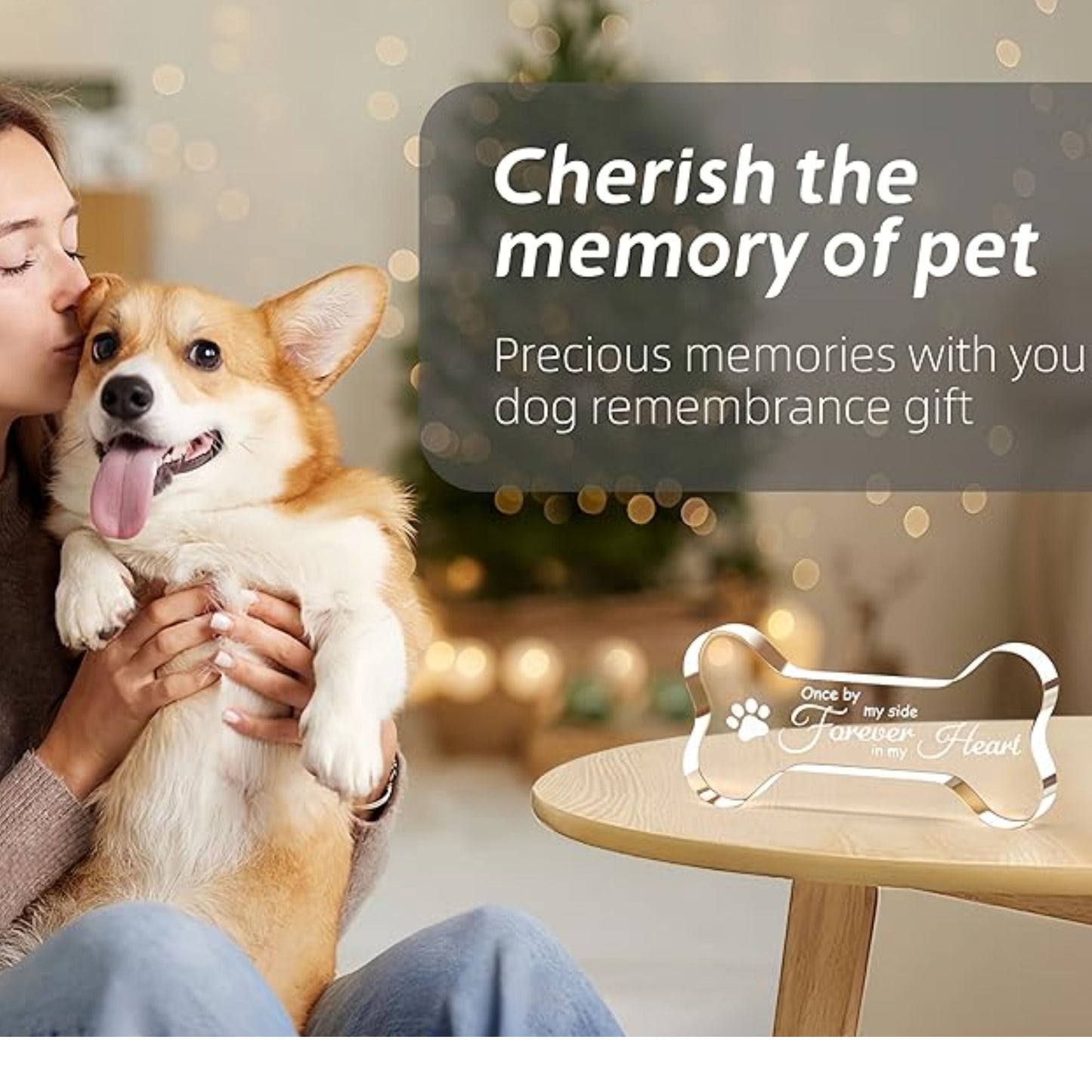 Dog Memorial Ornament in Acrylic with Paw Print Design