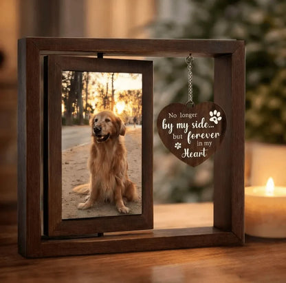 on tabletop, rustic memorial frame for pet loss and cherished dog memory photosDog Sympathy Frame Lifestyle Display 