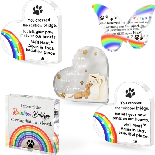 Rainbow Bridge tribute acrylic plaque，emotional message for dog grieving gift"
