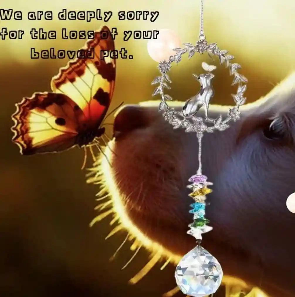 Memorial Dog Suncatcher with Crystal Rainbow Light Reflection