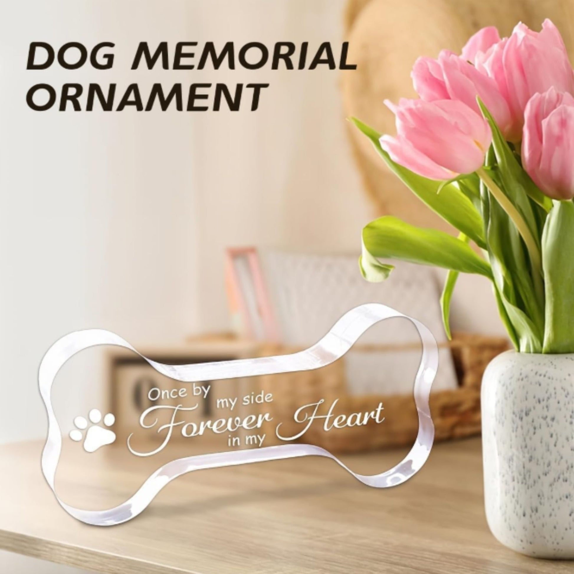 Acrylic Dog Bone Memorial Ornament with Heartfelt Message
