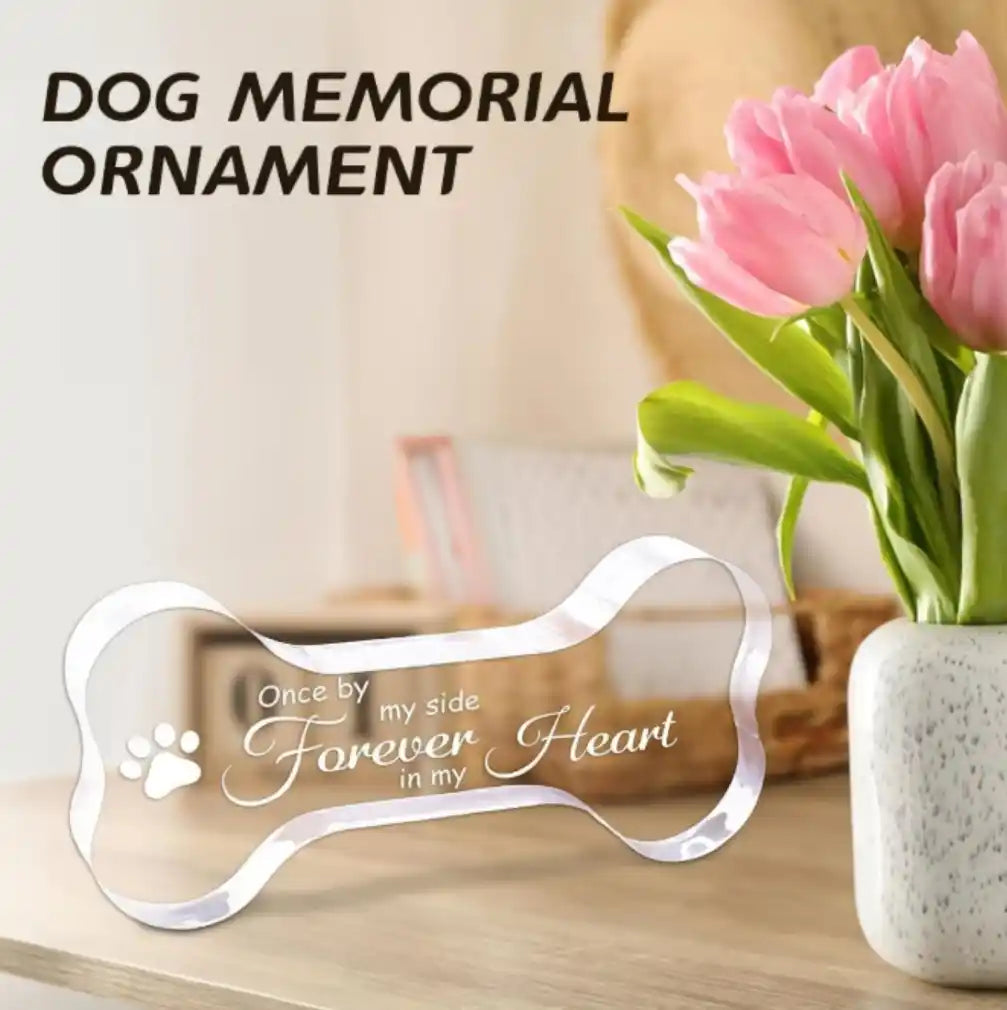 Acrylic Dog Bone Memorial Ornament with Heartfelt Message
