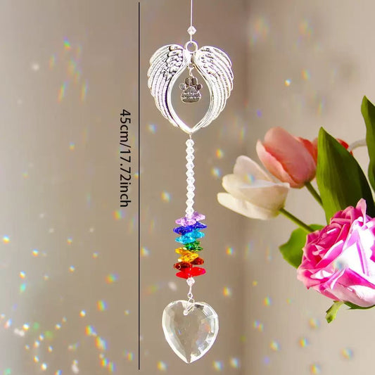 pet memorial suncatcher crystal prism window hanging – dog & cat loss sympathy gift