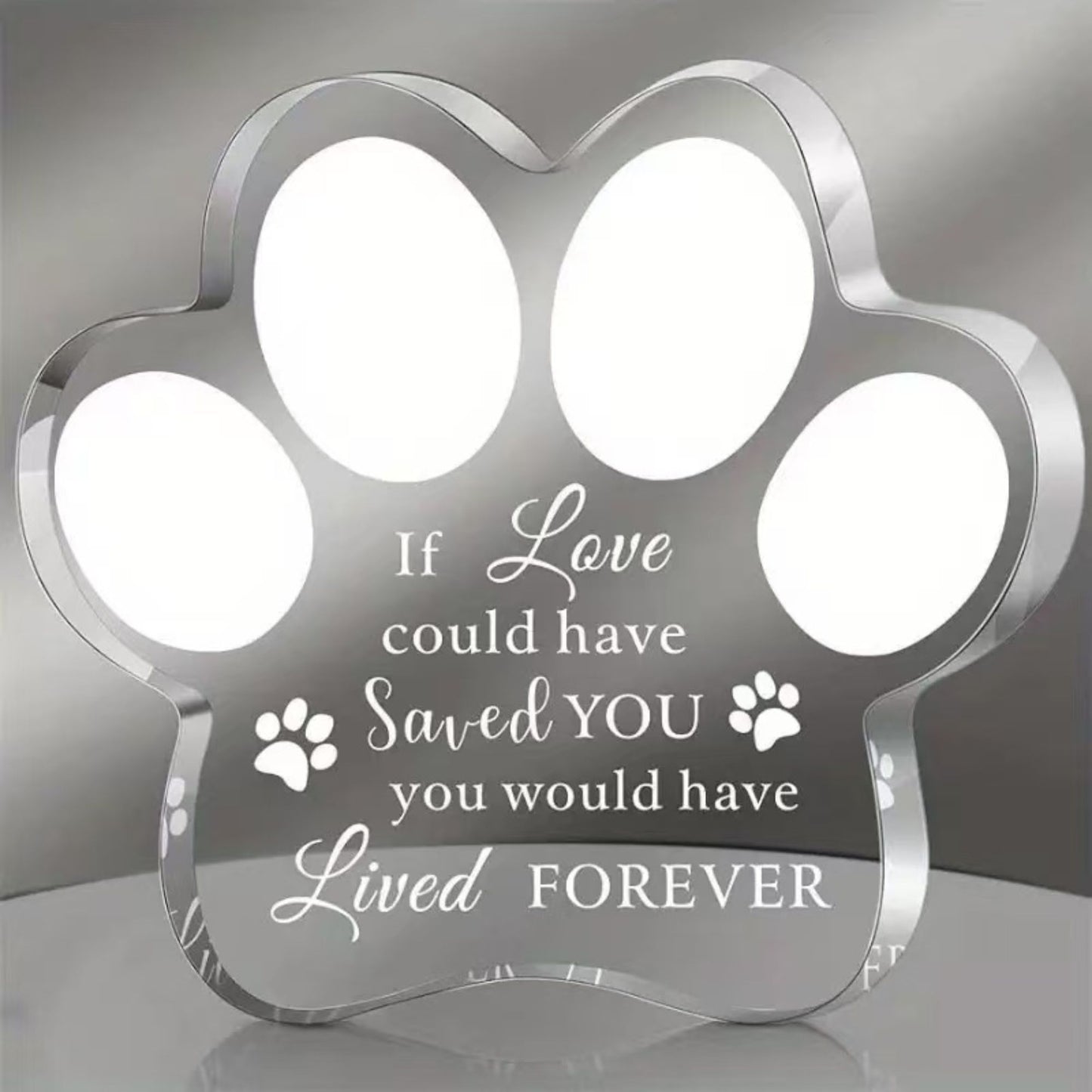 Dog Memorial Ornament in Acrylic with Paw Print Design