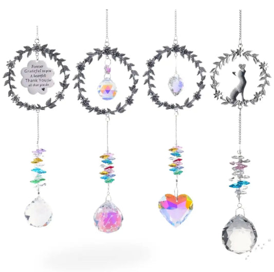 Pet Memorial Suncatcher Heart & Dog Crystal Ornament