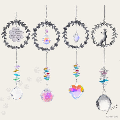 Pet Memorial Suncatcher Heart & Dog Crystal Ornament