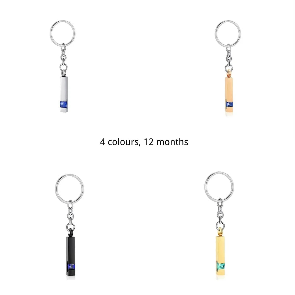 Pet Memorial Keychain Urn with Gemstone – Available in multiple colors.