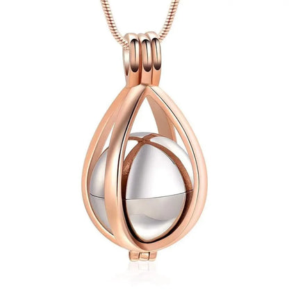 Rose gold teardrop urn necklace pendant for pet ashes, stainless steel keepsake cremation jewelry