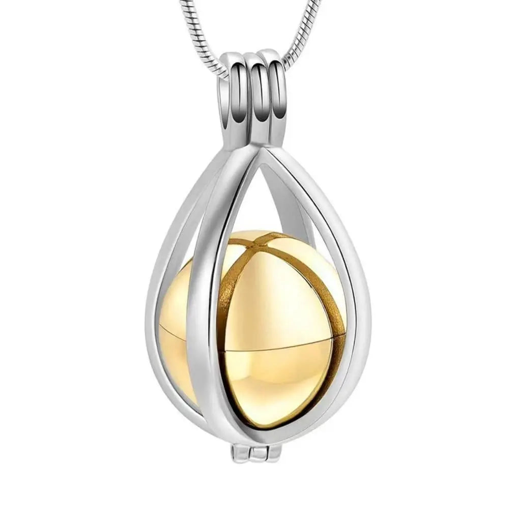 Silver gold teardrop urn necklace pendant for pet ashes, stainless steel keepsake cremation jewelry
