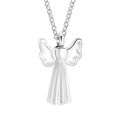 Stainless steel angel wings urn necklace pet memorial keepsake pendant in silver tone