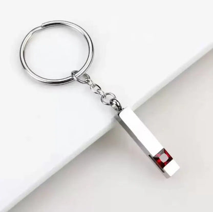 Stainless Steel Pet Memorial Keychain with Paw Print Charm.