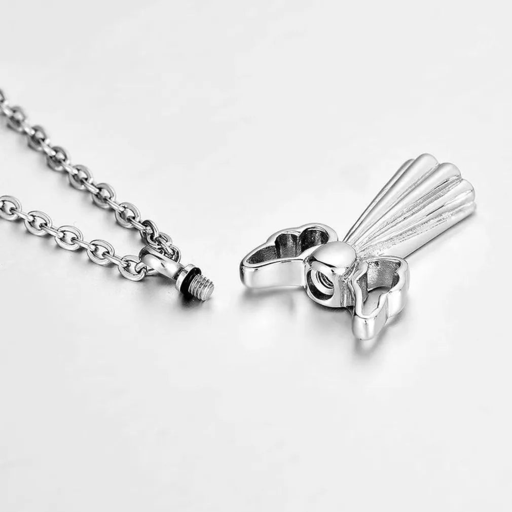Close-up of the threaded screw cap on the pet cremation urn necklace.