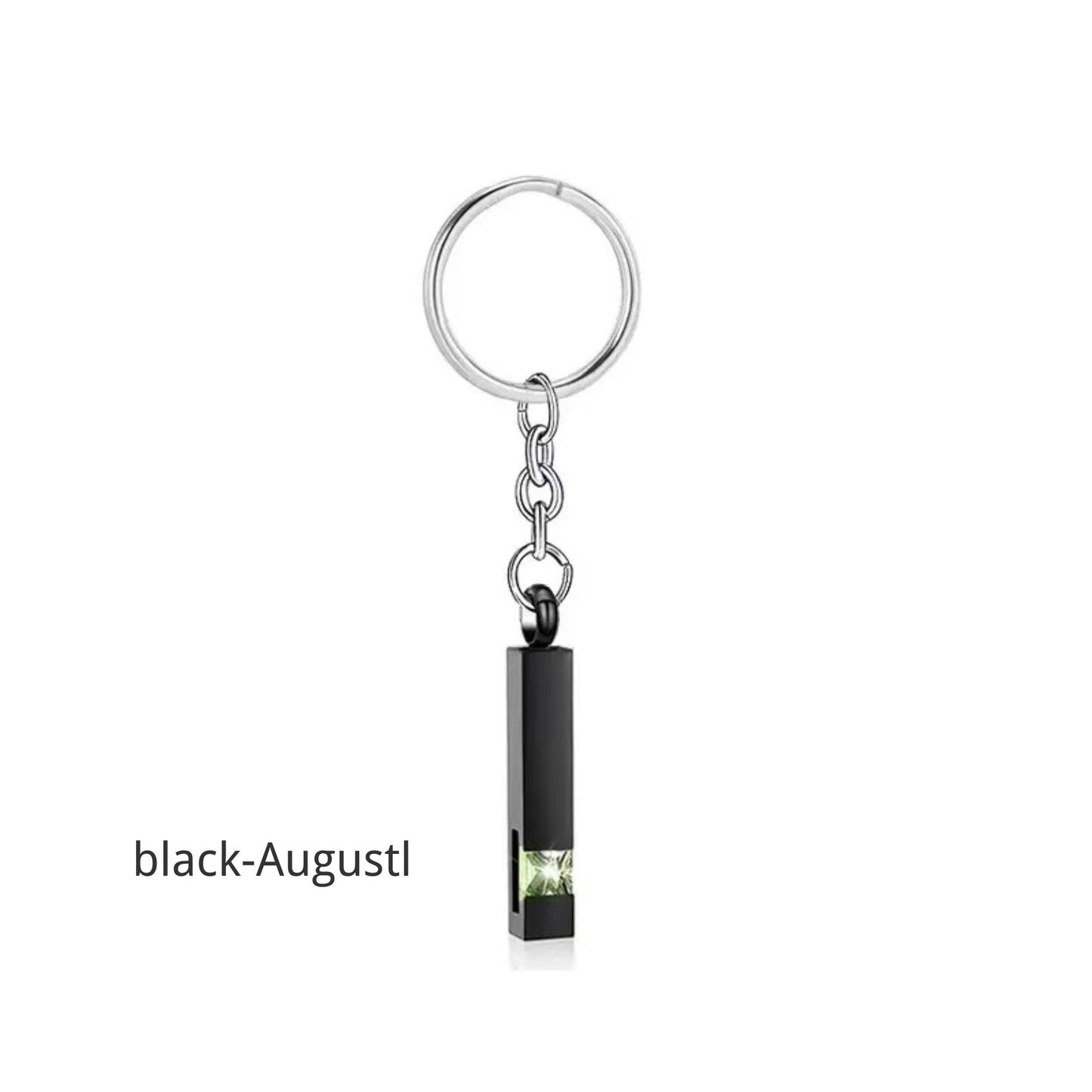 Birthstone Pet Memorial Keychain Urn - Stainless Steel Pillar Keepsake