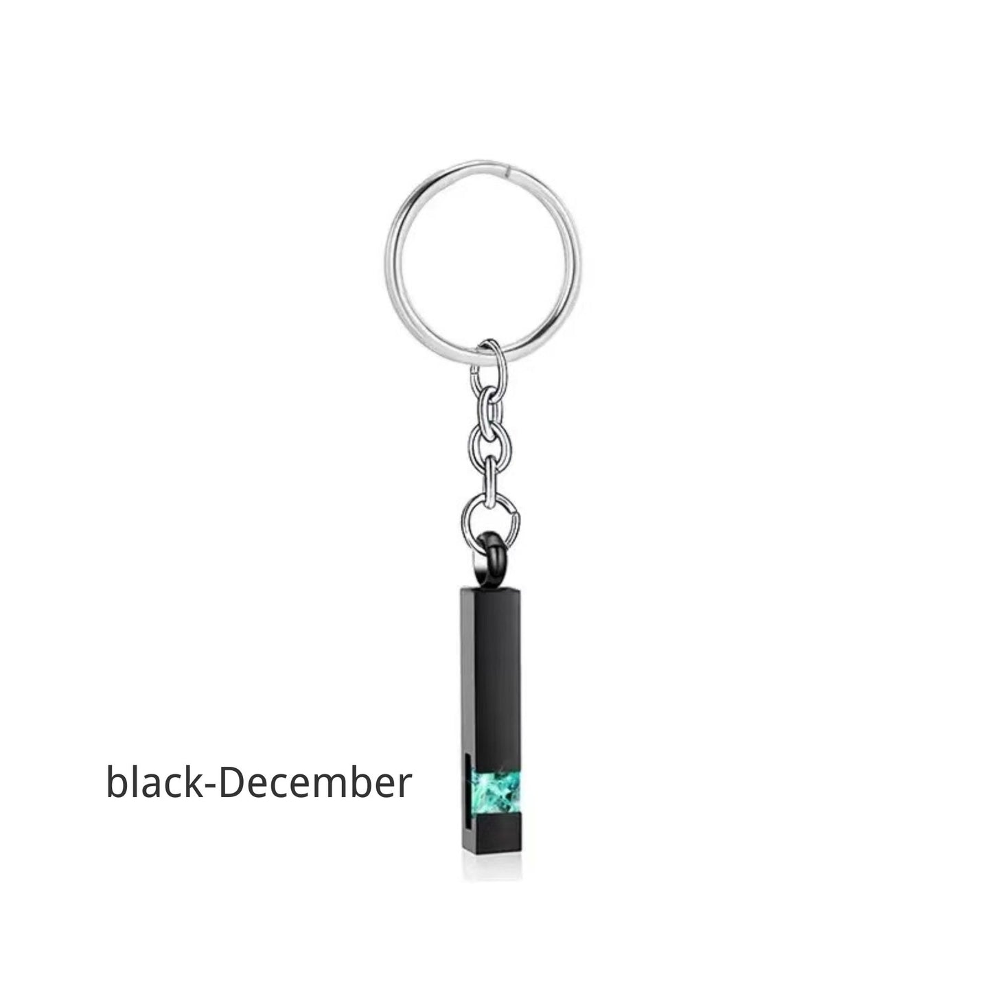 Birthstone Pet Memorial Keychain Urn - Stainless Steel Pillar Keepsake