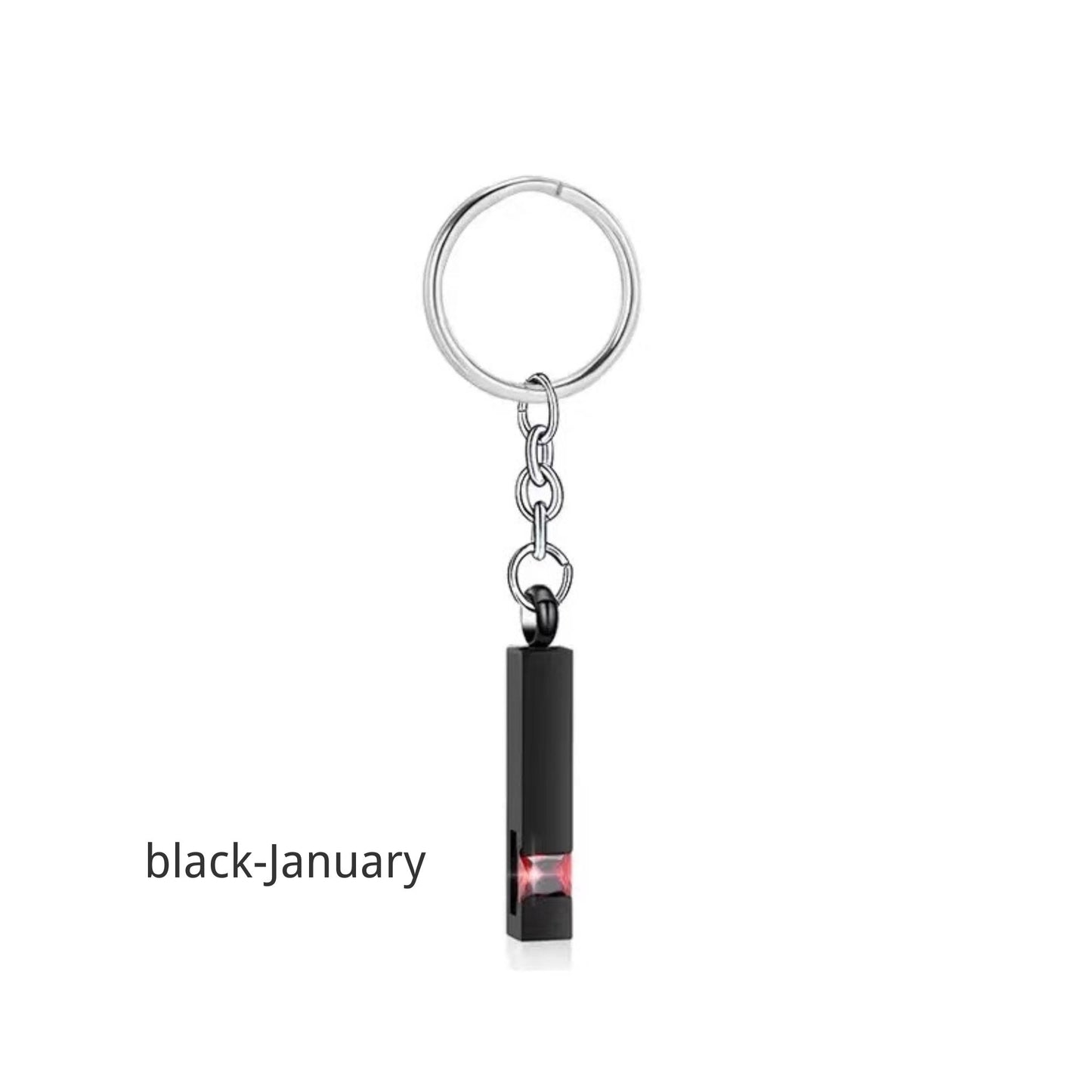 Birthstone Pet Memorial Keychain Urn - Stainless Steel Pillar Keepsake