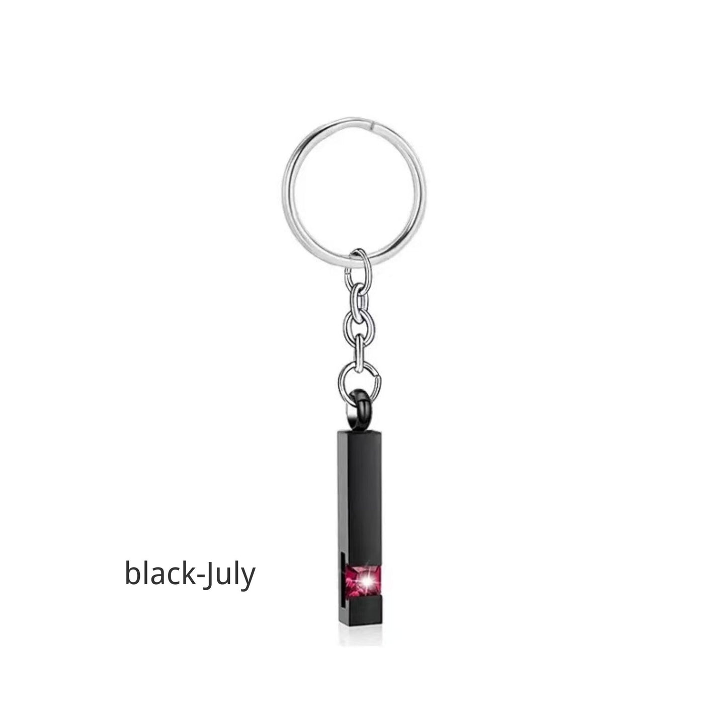 Birthstone Pet Memorial Keychain Urn - Stainless Steel Pillar Keepsake
